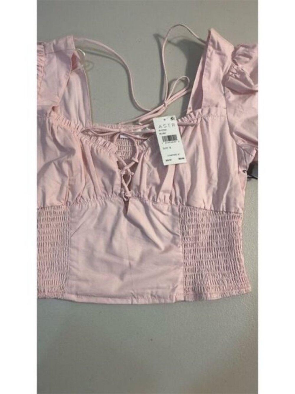 NWT ASTR The Label Women's Pink Puff Sleeve Smocked Blouse Size M - Picture 3 of 9